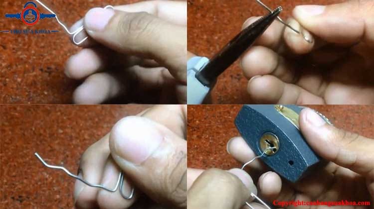 Cách bẻ khóa bấm bằng dây kẽm, thép